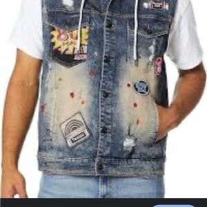 South Pole Blue Denim Vest with Patches